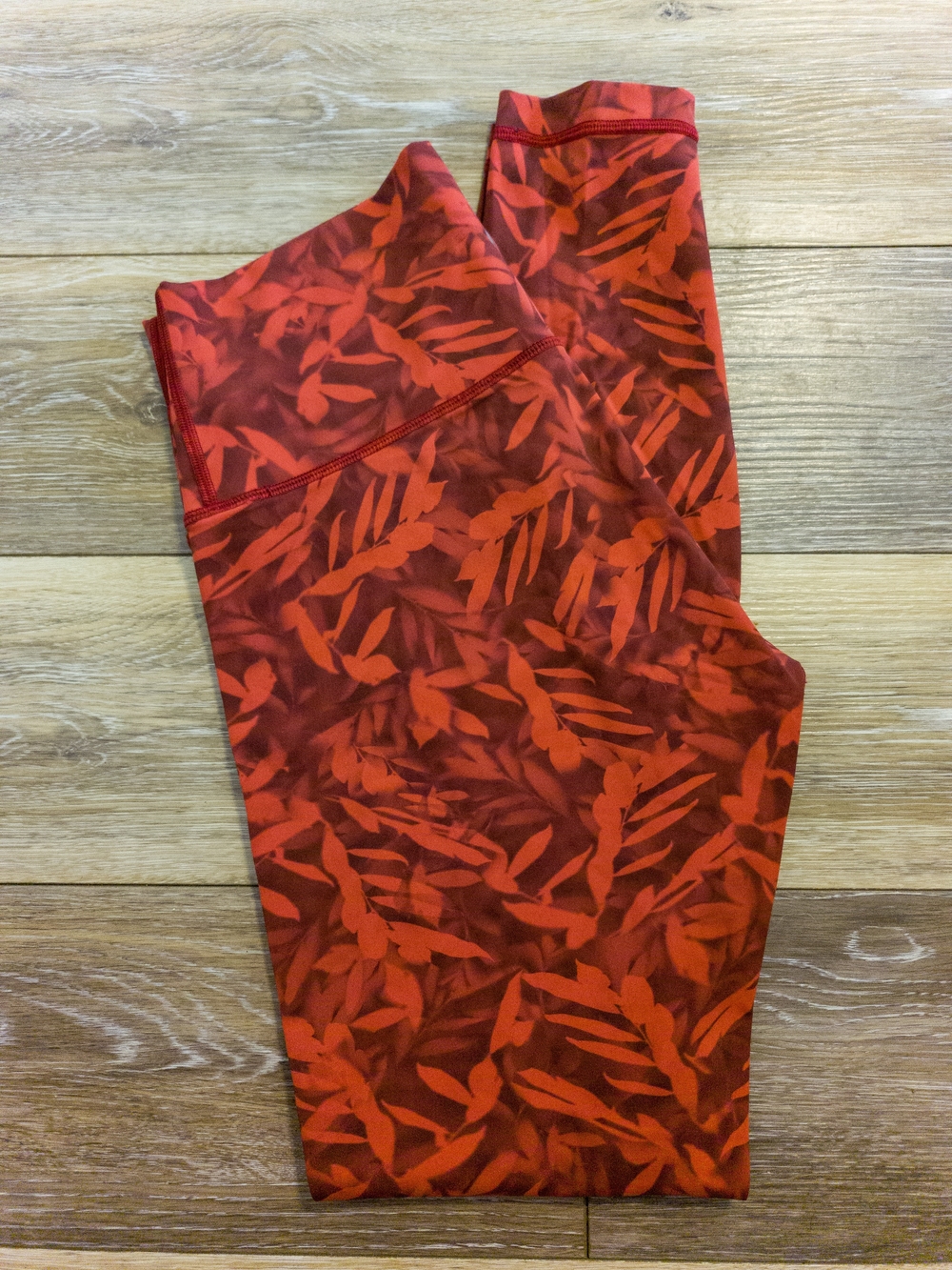 Lululemon Red Leaf-Print Active Leggings